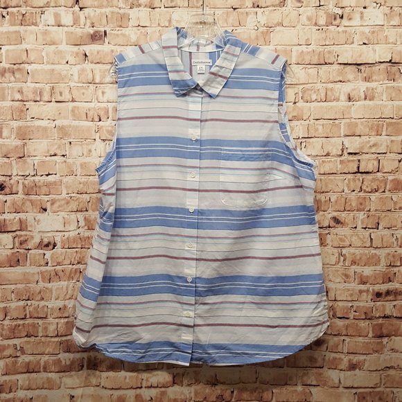 croft & barrow Tops - Croft & Barrow Sleeveless 100% Cotton Button Down Stripe XXL